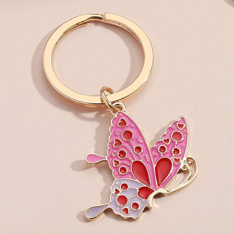 Colorful Enamel Butterfly Keychain Insects Car Key