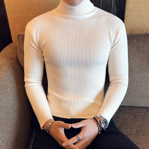 High Neck Thick Warm Sweater  Mens Sweaters Slim Fit Pullover