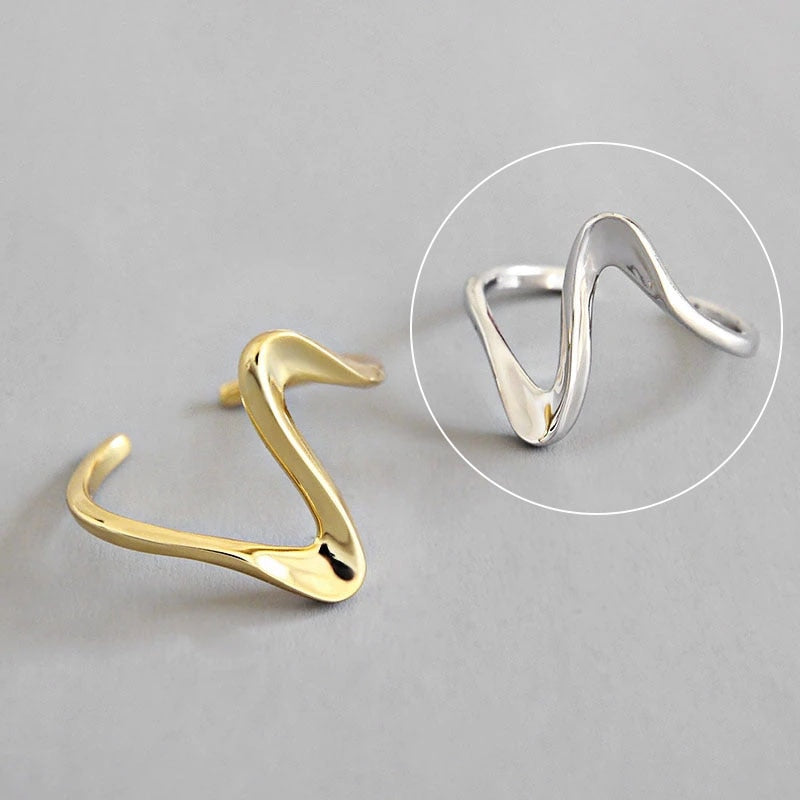 Charming Irregular Chain Geometric Rings Gold Open Rings