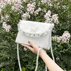 Retro Crossbody Bags for Women Vintage Lace Pearl Chain Ladies