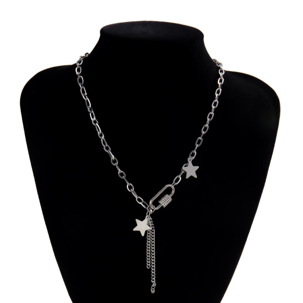 Stainless Steel Chain With Stars/Tassel Pendants Necklace