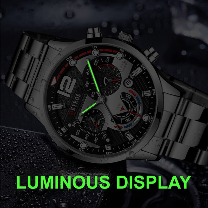 Fashion Mens Watches Luxury Stainless Steel Quartz Wristwatch