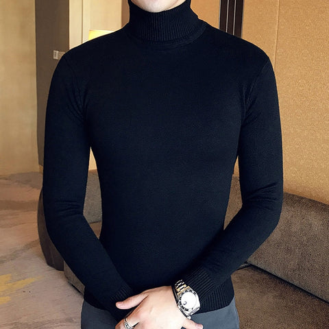 High Neck Thick Warm Sweater  Mens Sweaters Slim Fit Pullover