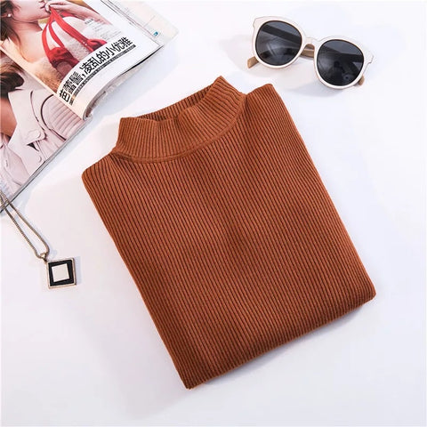 Top Pull Femme Turtleneck Pullovers Sweaters Long Sleeve Slim Oversize