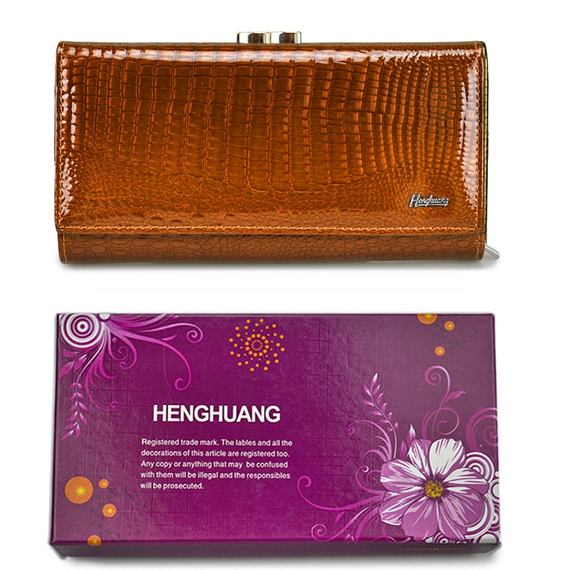 Genuine Leather Women Wallet Long Zipper Wallet