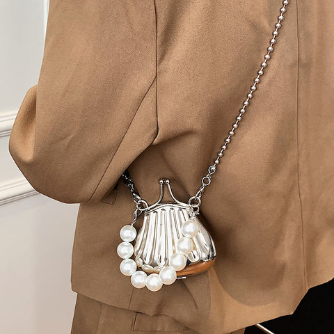 Women Mini Shoulder Bags Frog Purses Fashion Pearls Handle Handbags