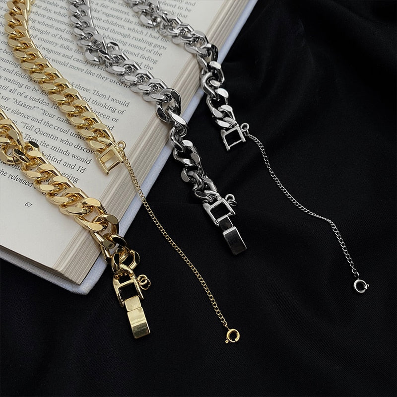 Trendy Gold Silver Color Cuba Chain Necklace Men  Hip Hop