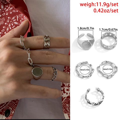 Antique Silver Color Vintage Bohemia Rings Set