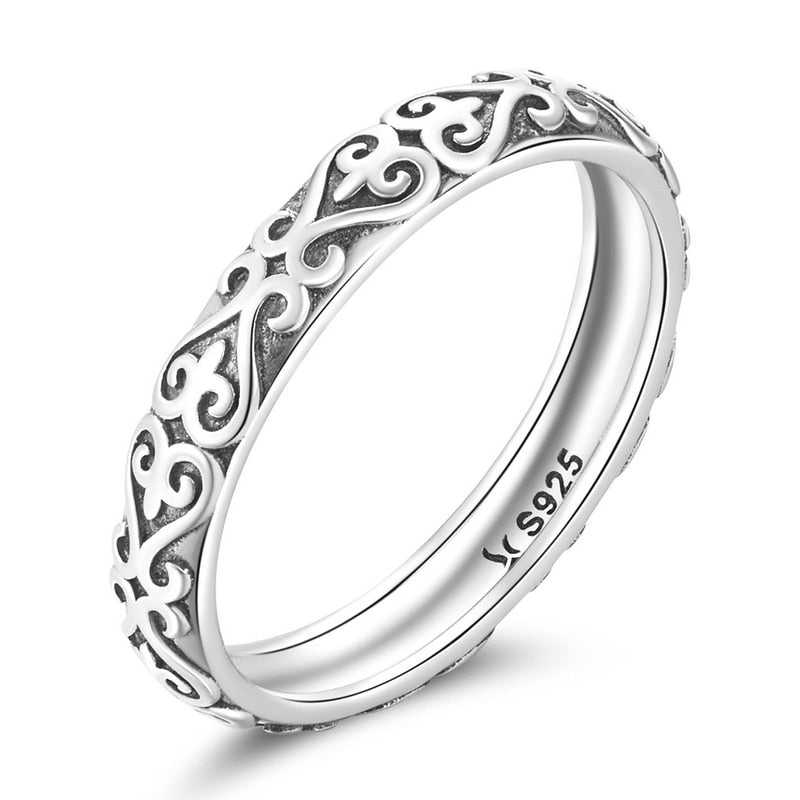 Vintage 925 Sterling Silver Embossed Vintage Pattern Ring