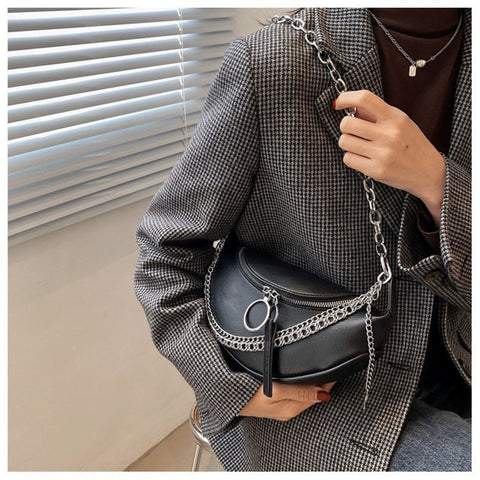 Luxury Chain Waist Belt Bag For Women Leather Crossbody Chest pack
