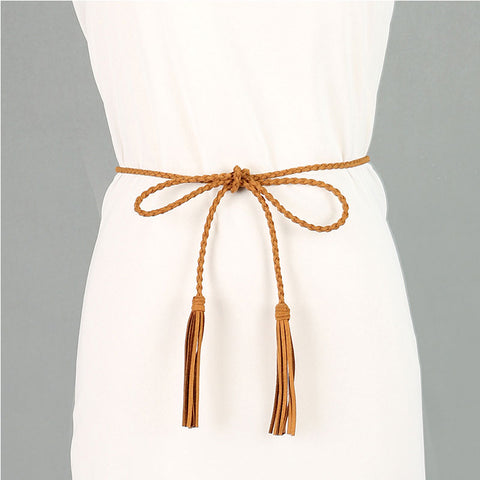 Tassel Belt Braided waistband Boho Girls Thin Waist Rope Knitted waist Belts
