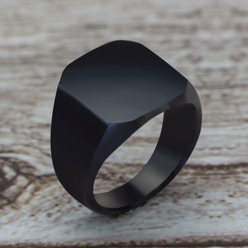 Fashion Simple Style Black Square Ring Classic Ring