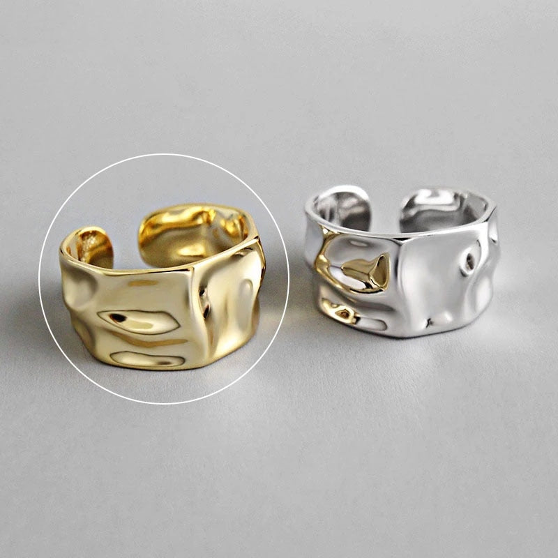 Charming Irregular Chain Geometric Rings Gold Open Rings