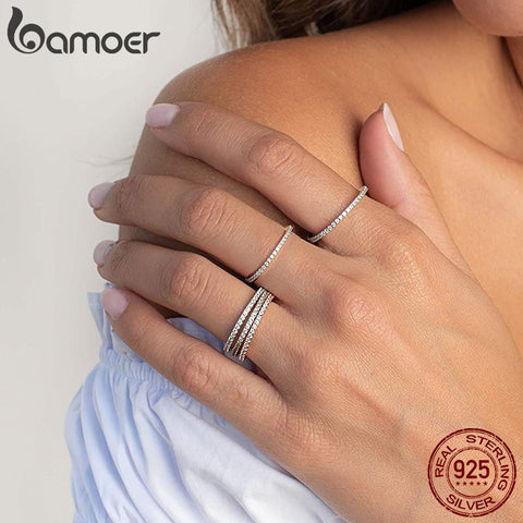 Sterling Silver CZ Simulated Diamond Stackable Ring Platinum Plated