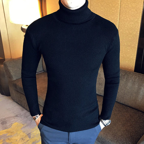 High Neck Thick Warm Sweater  Mens Sweaters Slim Fit Pullover