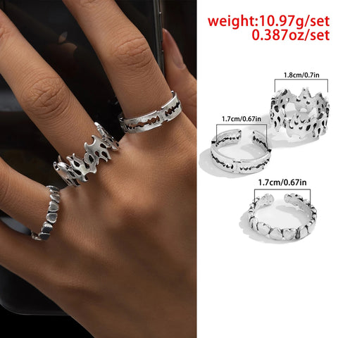 Antique Silver Color Vintage Bohemia Rings Set