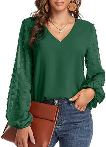 Solid Women Blouse Fashion V Neck Long Sleeve Elegant Office Work Shirts
