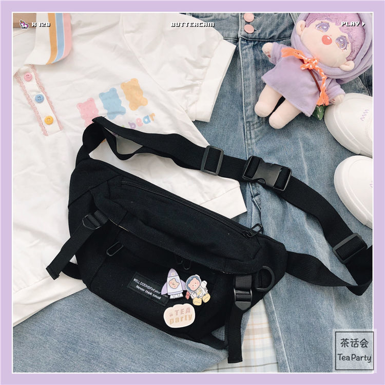 Waist Packs Unisex Large Capacity Harajuku Cross-body Canvas Bag