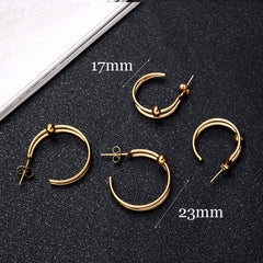 Stainless Steel Exaggerated Round Bead Hoop Earring