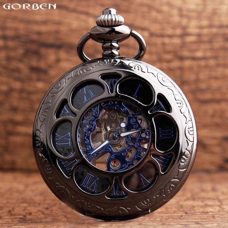 Bronze Mechanical Hand Wind Pocket Watches Roman Numeral