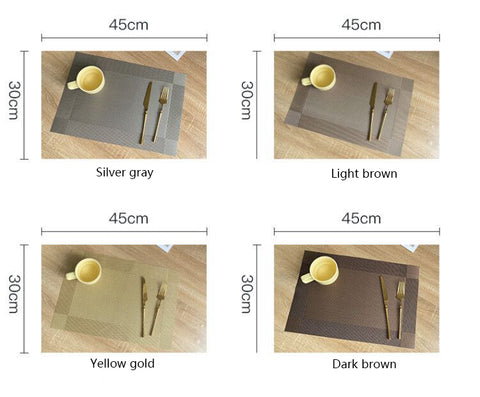 6/4pcs Rectangle Placemat Restaurant Washable PVC Durable Dining Table