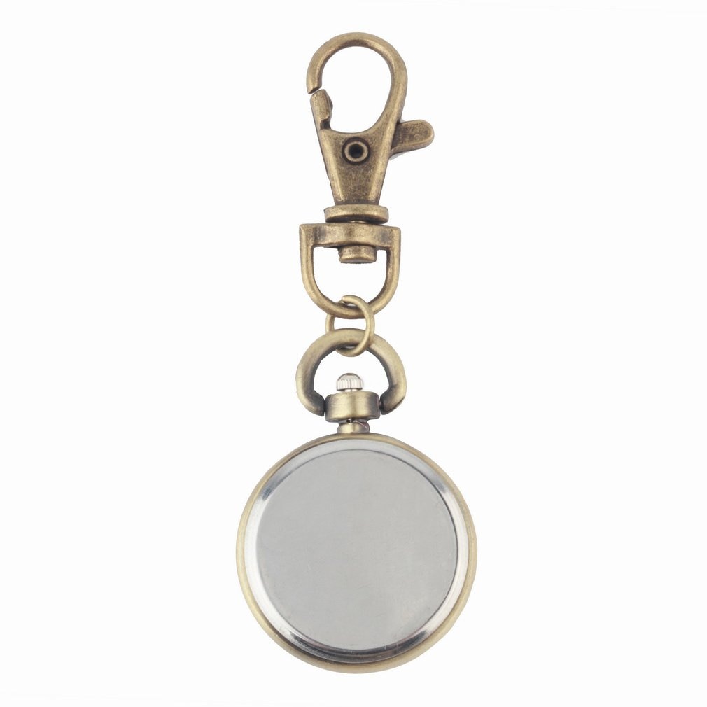 1pcs Retro Bronze Quartz Vintage Pocket Watch Keychain