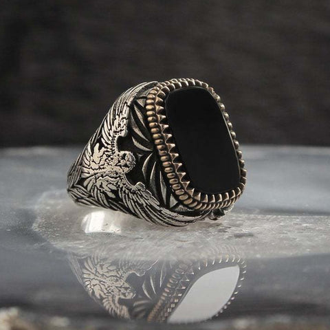 Fashion Generous Rings For Men Simple Black Zircon Geometry Jewelry