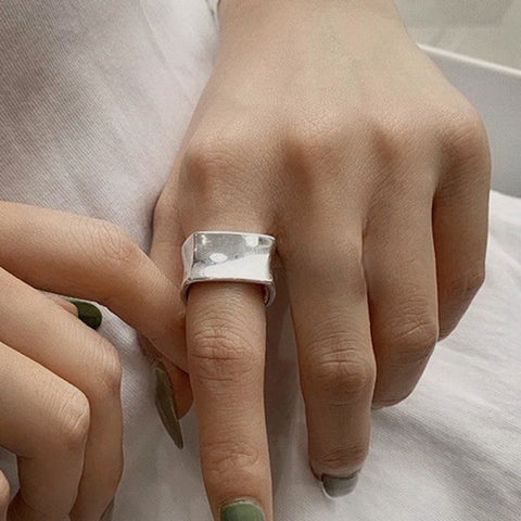 Silver Color Vintage Layered Women Open Rings Adjustable