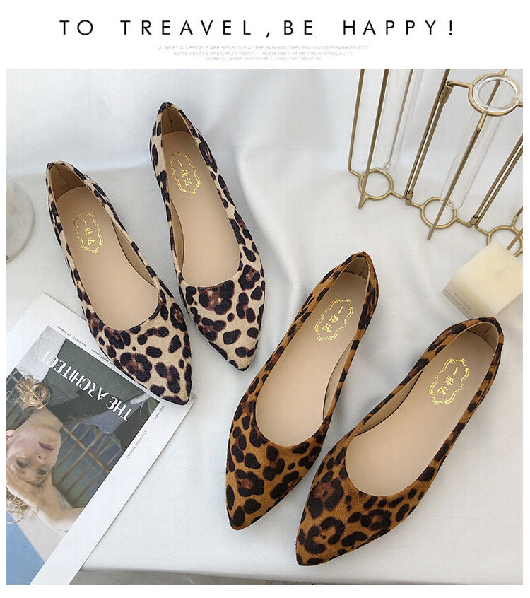 Leopard Flat Fashion Classic Flats Casual Pointed Toe Slip On Shoes