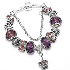 Vintage Silver Color Charms Bracelets Beads Brand