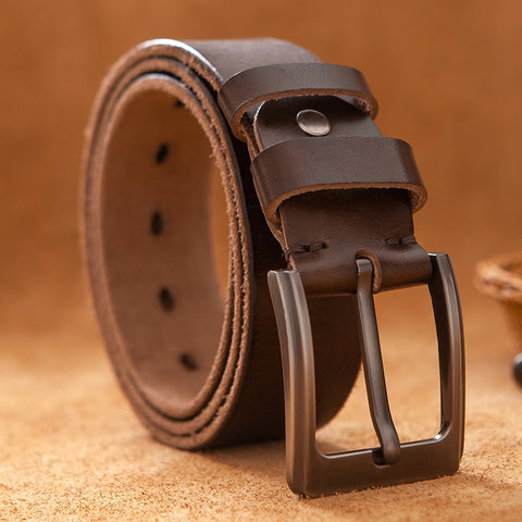 Leather Cowhide Belt Fashion Genuine Leather Men Belt Alloy Buckle Strap