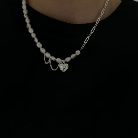 Necklace for Women Trendy Elegant Asymmetry Chain Pearls