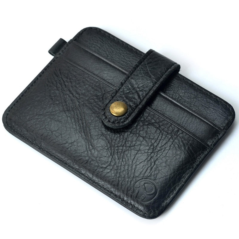 Men Genuine Leather Slim Wallet Male Small Purse Mini