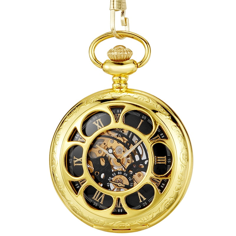 Bronze Mechanical Hand Wind Pocket Watches Roman Numeral