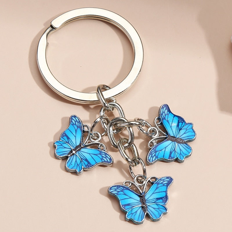 Colorful Enamel Butterfly Keychain Insects Car Key