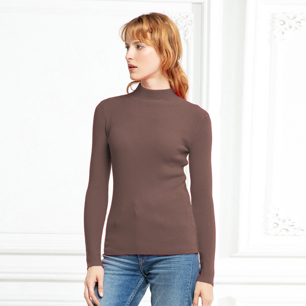 Top Pull Femme Turtleneck Pullovers Sweaters Long Sleeve Slim Oversize