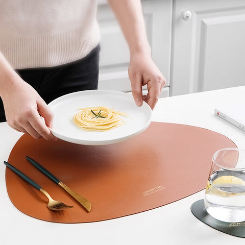 PU Leather Heat Insulation Non-Slip Simple Placemats