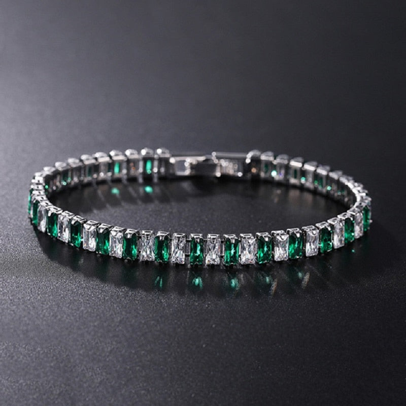 4mm Cubic Zirconia Green Tennis Bracelet Chain Bracelets