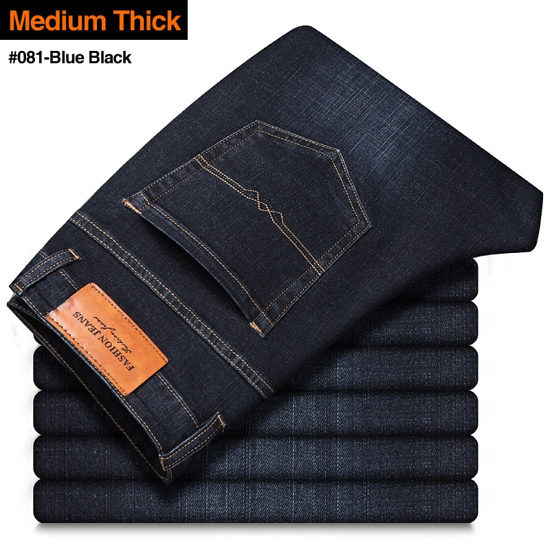 Stretch Regular Fit Jeans Business Casual Classic Style Fashion Denim Trousers