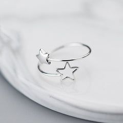 Silver Star Adjustable Ring For Fashion Women Party Minimalist Fine Jewelry