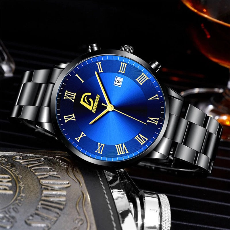 Fashion Mens Gold Stainless Steel Watches Minimalist Quartz Wrist