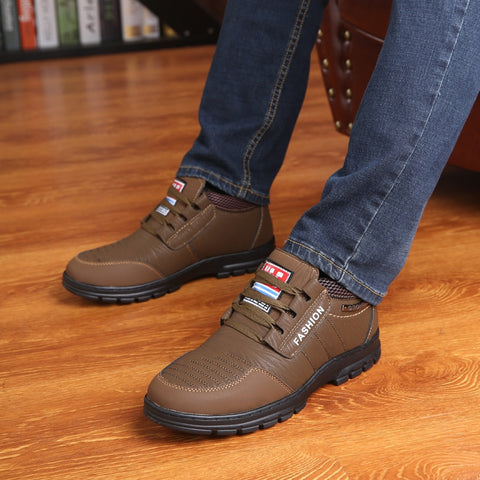 Genuine Leather Men Shoes Platform Casual Shoes