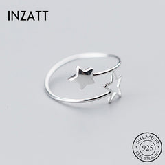 Silver Star Adjustable Ring For Fashion Women Party Minimalist Fine Jewelry