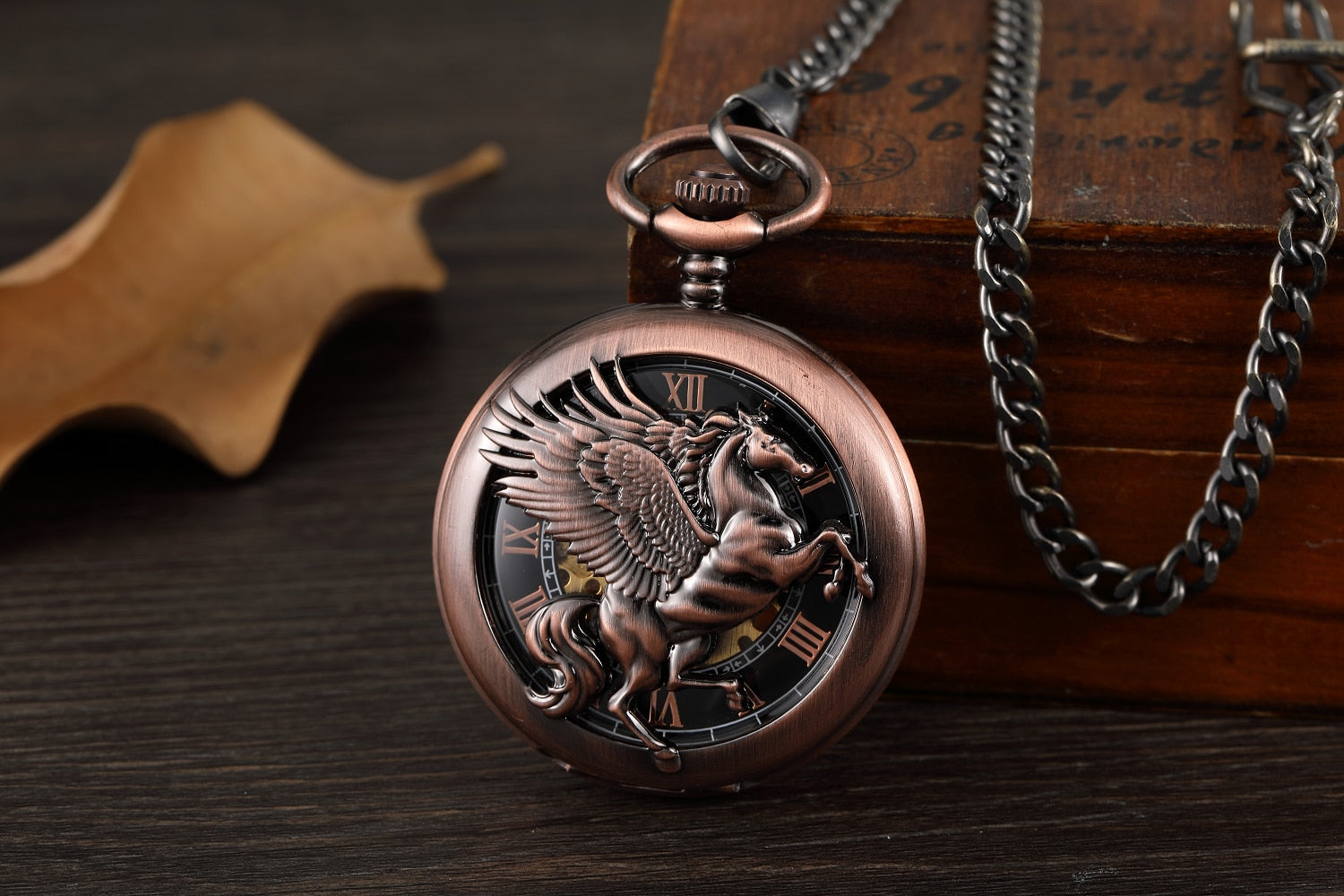 Luury Silver Skeleton Mechacnical Hand-winding Mens Pocket Watch