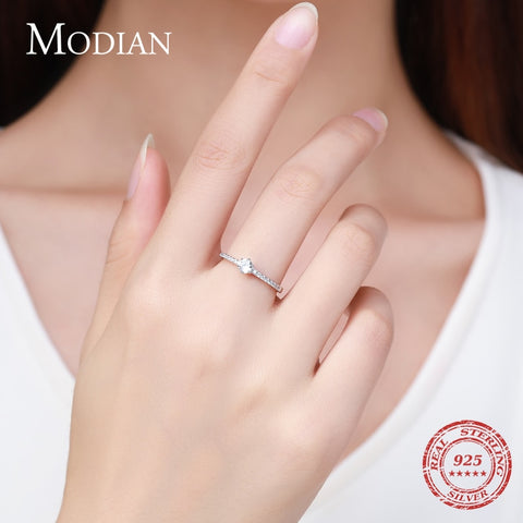 Silver Simple Round Clear CZ Finger Rings Statement Fine Jewelry
