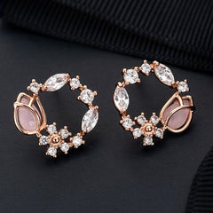 Flower Crystal Temperament Geometric Shiny Zircon Earrings Statement Earrings