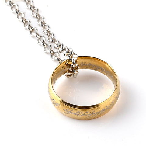 Stainless Steel One Ring Of Power Elf Bilbo Baggins Gollum Tolkien Letter Necklaces