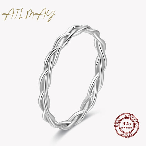 Simple Braided Texture Stackable Rings Minimalist
