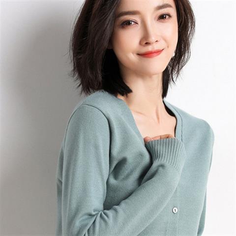 Solid V-Neck Women Cardigan Knitted Sweater Single Breasted Loose