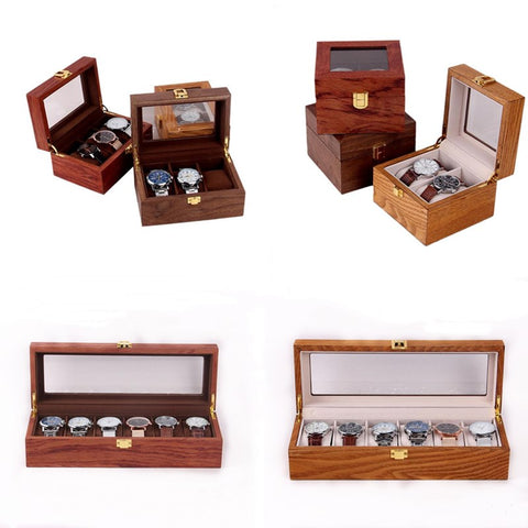 2/3/6 Grids Wooden Box Retro Watch Case Holder Organizer Storage Box